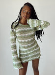 side view of model wearing Princess Polly Leah Knit Mini Dress Green 