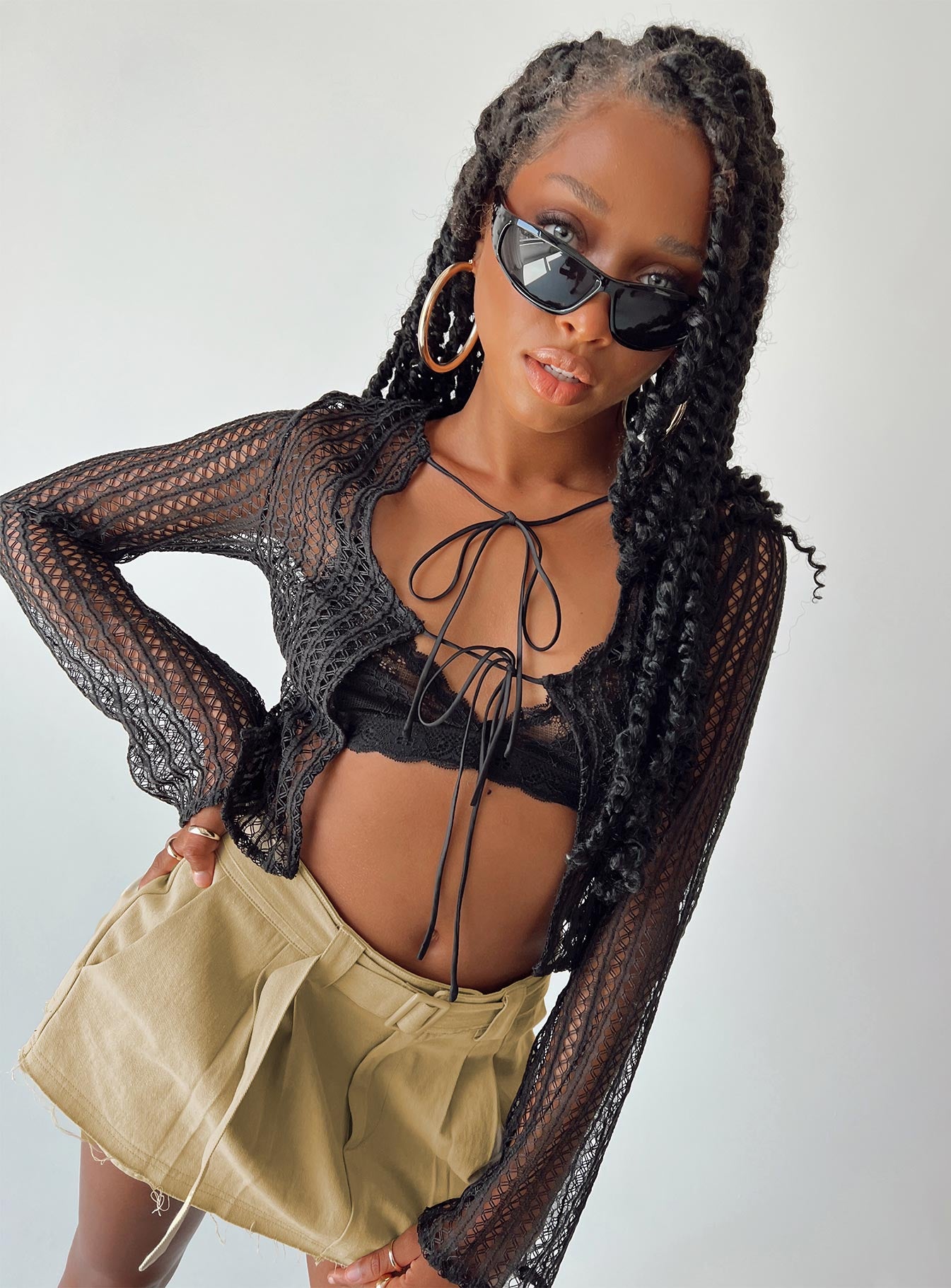 product Princess Polly Full Sleeves Scoop Neck  Norland Sheer Top Black