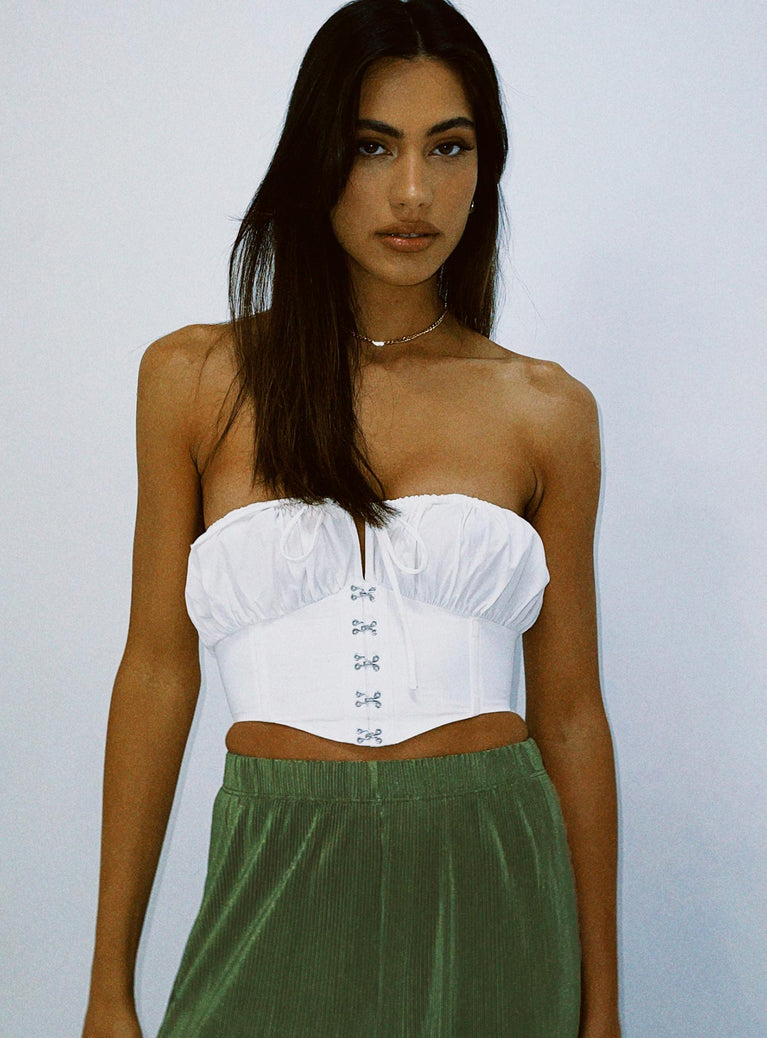 front view of model wearing Princess Polly Ryland Top White 