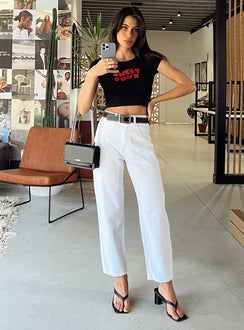 product Princess Polly High Waisted  Leta Straight Leg Denim Jeans White