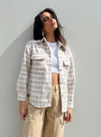 Jacket Plaid print Soft knit material Button front fastening Twin chest pockets Single button on cuff