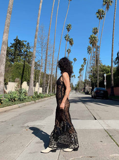 product Princess Polly Asymmetric Neckline  Britton Lace Maxi Dress Black