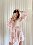 product Princess Polly Sweetheart Neckline  Danny Long Sleeve Mini Dress Pink Floral