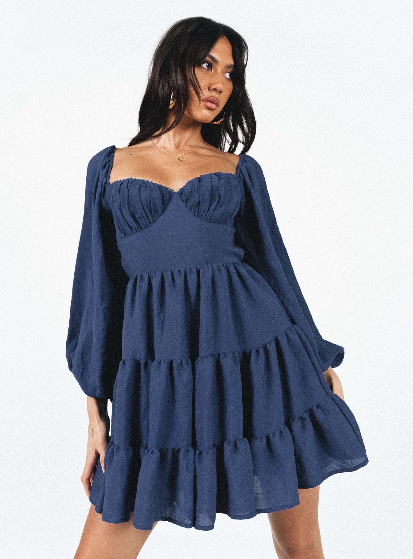 product Princess Polly Sweetheart Neckline  Danny Long Sleeve Mini Dress Navy