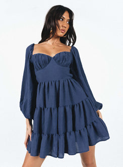 product Princess Polly Sweetheart Neckline  Danny Long Sleeve Mini Dress Navy