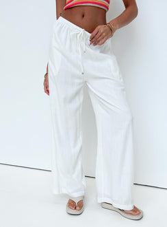product Princess Polly High Waisted Pants High Waisted Pants High Waisted Pants  Ogilvie Linen Blend Pants White