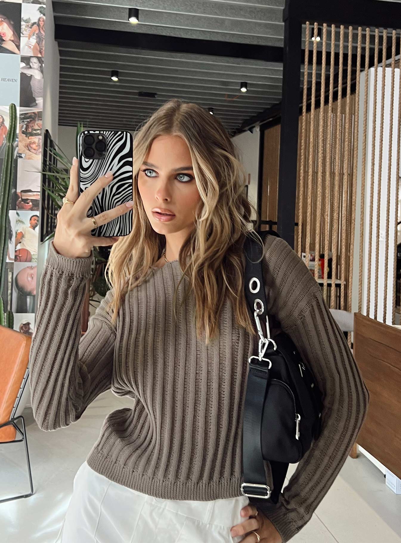 The Adrianna Sweater Khaki Princess Polly  Cropped 