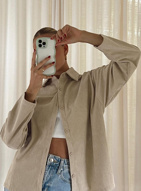 Jacket Corduroy material Classic collar Button fastening at front