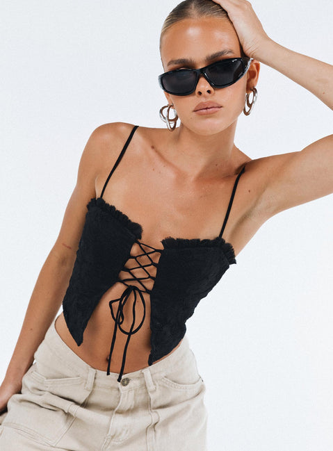 product Princess Polly Sleeveless Sweetheart  Marloe Top Black