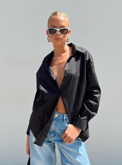 product Princess Polly Full Sleeves V-Neck  Hexon Shirt Black