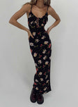 Front view of model wearing  front Princess Polly High Neck  Brailey Maxi Dress Black Multi