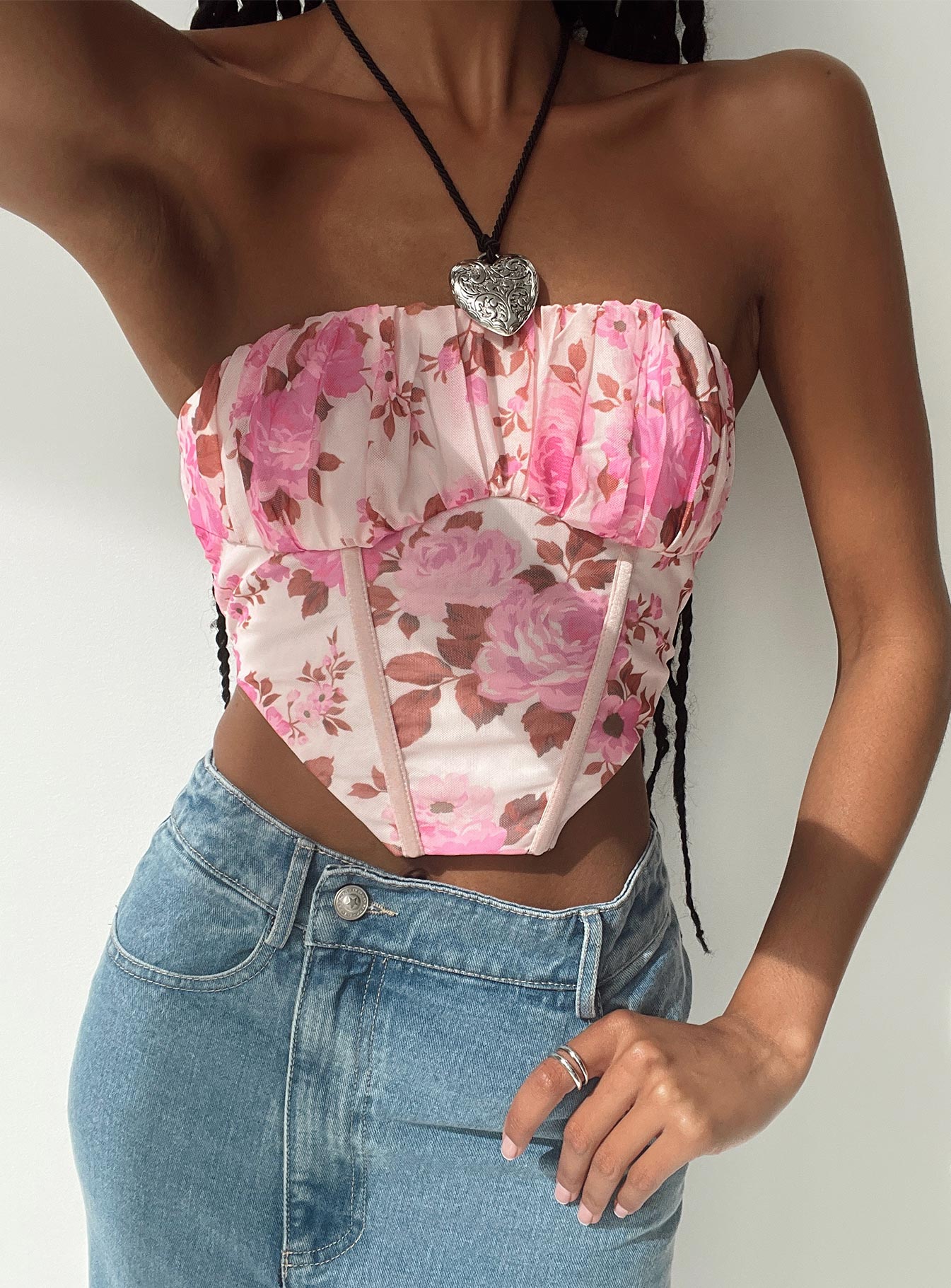 Pink store bustier top