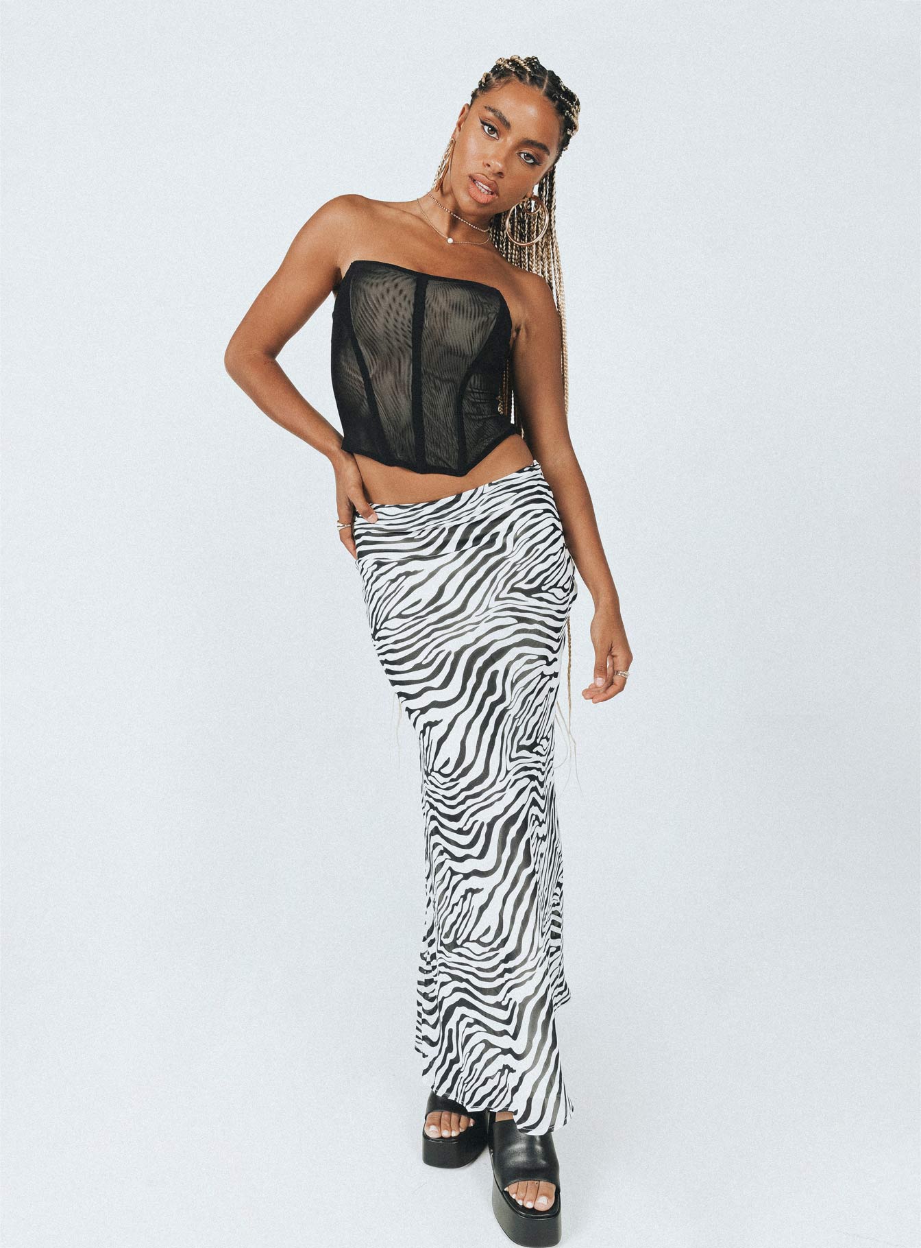 Black and white shop maxi skirt uk