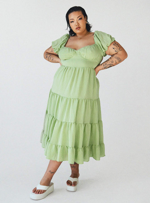 product Princess Polly Asymmetric Neckline  Danny Midi Dress Green Curve