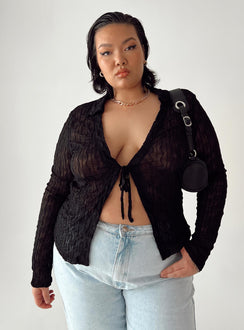 product Princess Polly Full Sleeves Plunger  Marcos Long Sleeve Top Black Curve