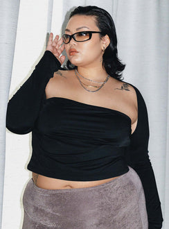 product Princess Polly Full Sleeves Square Neck  Deandra Top Black Curve