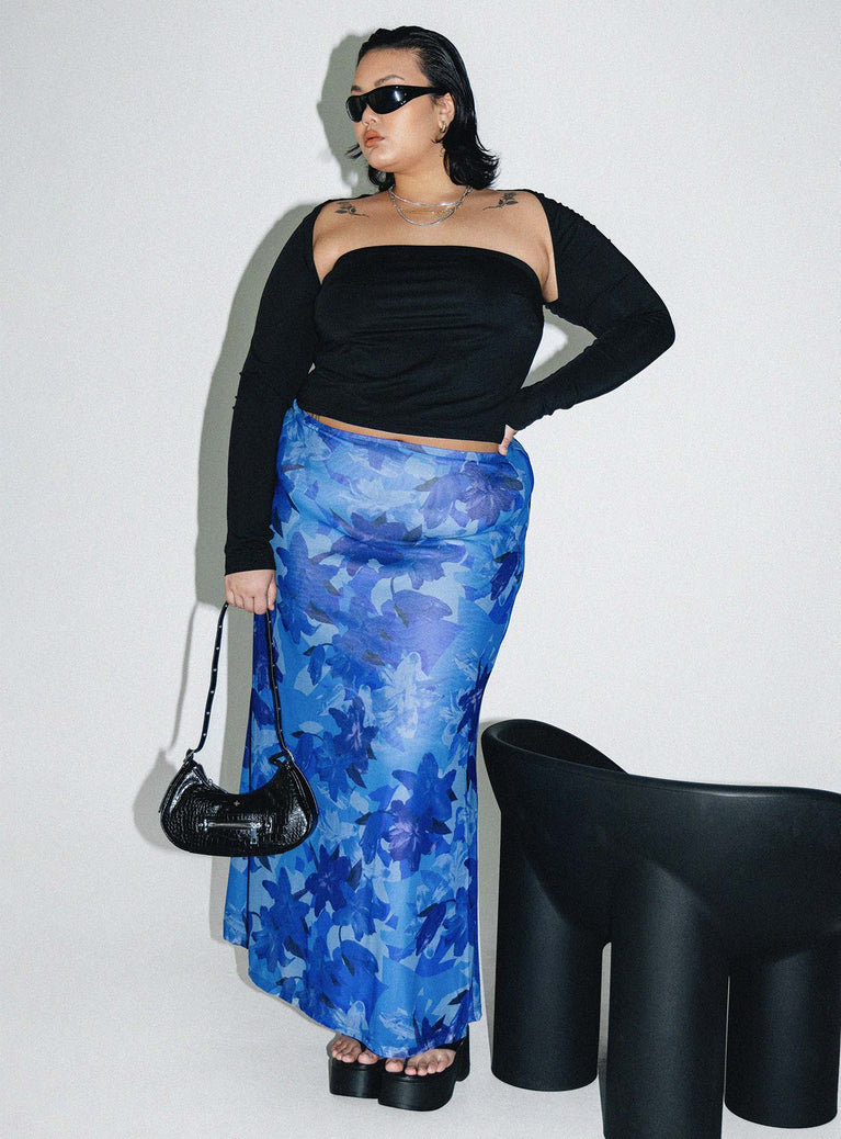 Starry Midi Skirt Blue Curve Princess Polly  Maxi 