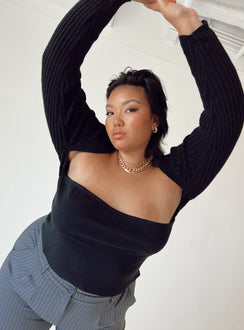 Aytan Bolero Sweater Black Curve Princess Polly  Cropped 