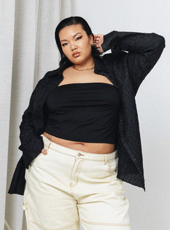 product Princess Polly Full Sleeves Plunger  Chrisley Shirt Black Curve