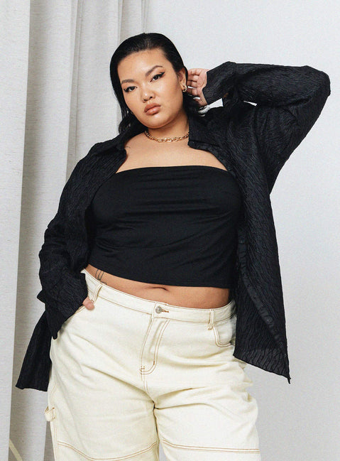 product Princess Polly Full Sleeves Plunger  Chrisley Shirt Black Curve