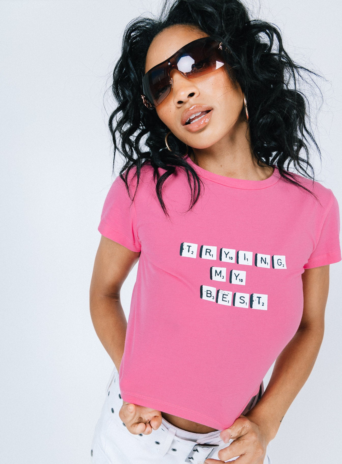 product Princess Polly Short Sleeves Crew Neck  Arlie Graphic Tee Pink