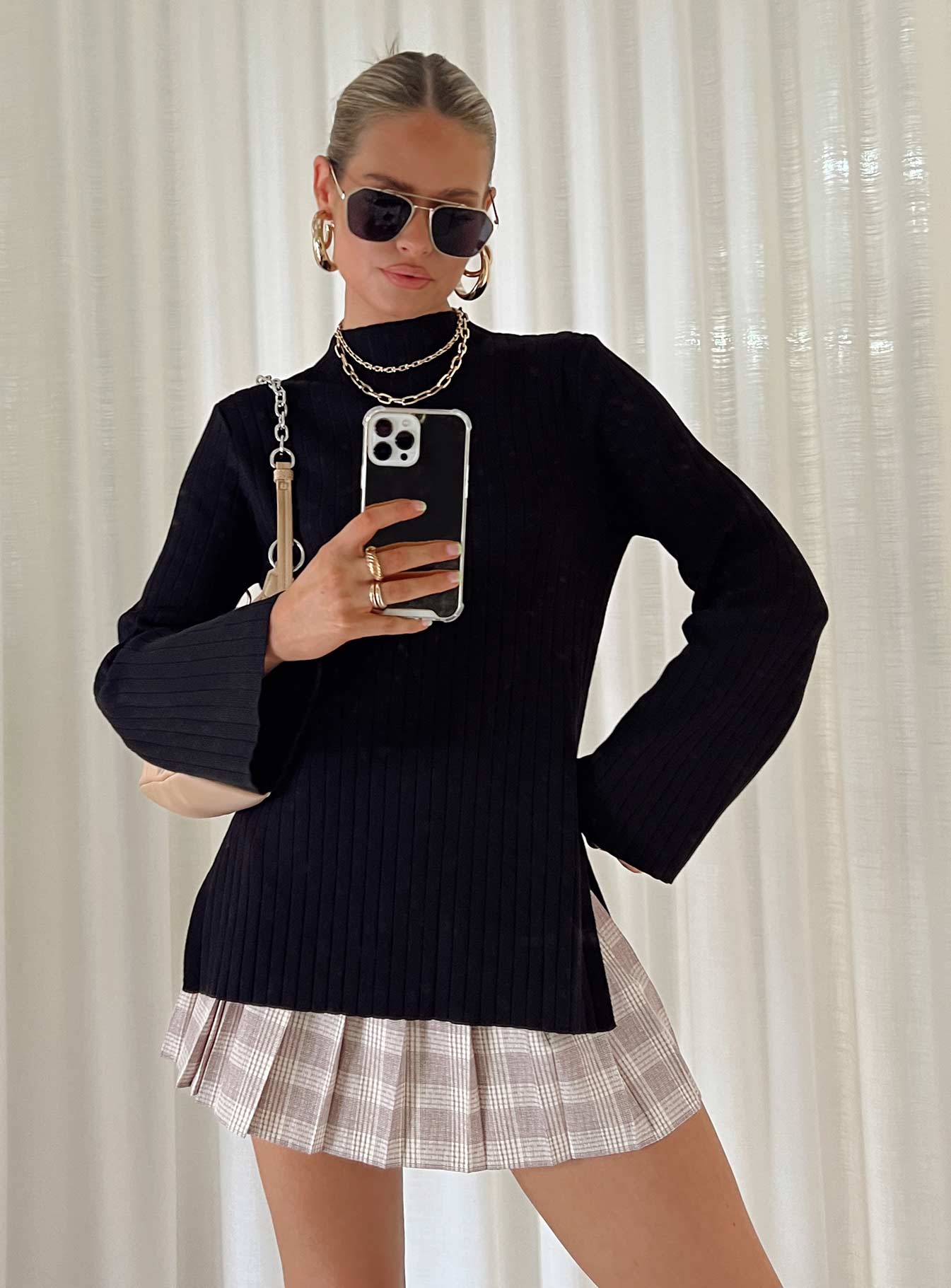 product Allen Ribbed Sweater Black Princess Polly  Long 