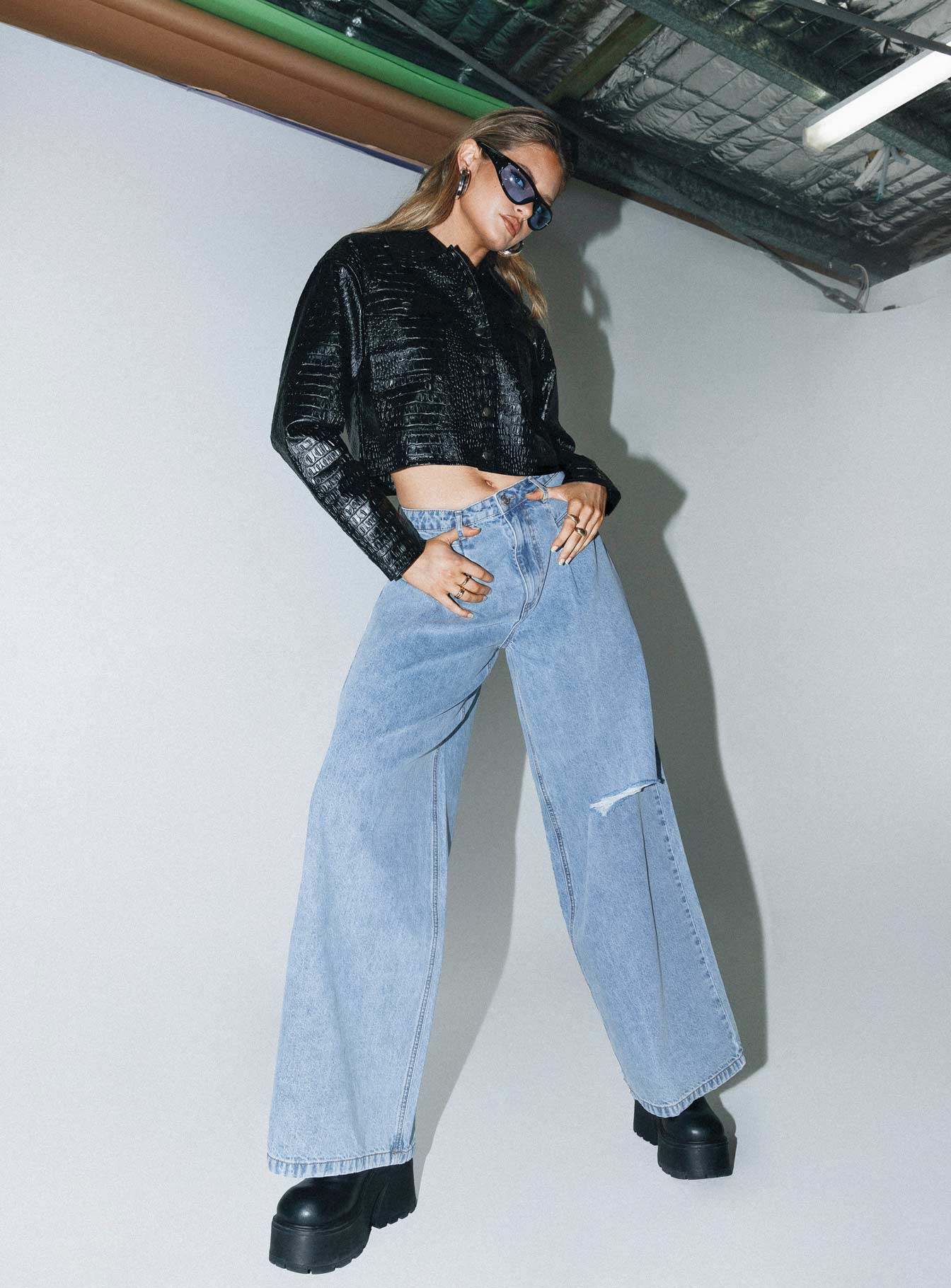 product Princess Polly Mid Rise  Murdock Wide Leg Jeans Denim