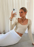 product Princess Polly Sleeveless Square Neck  Wilden Long Sleeve Top Cream