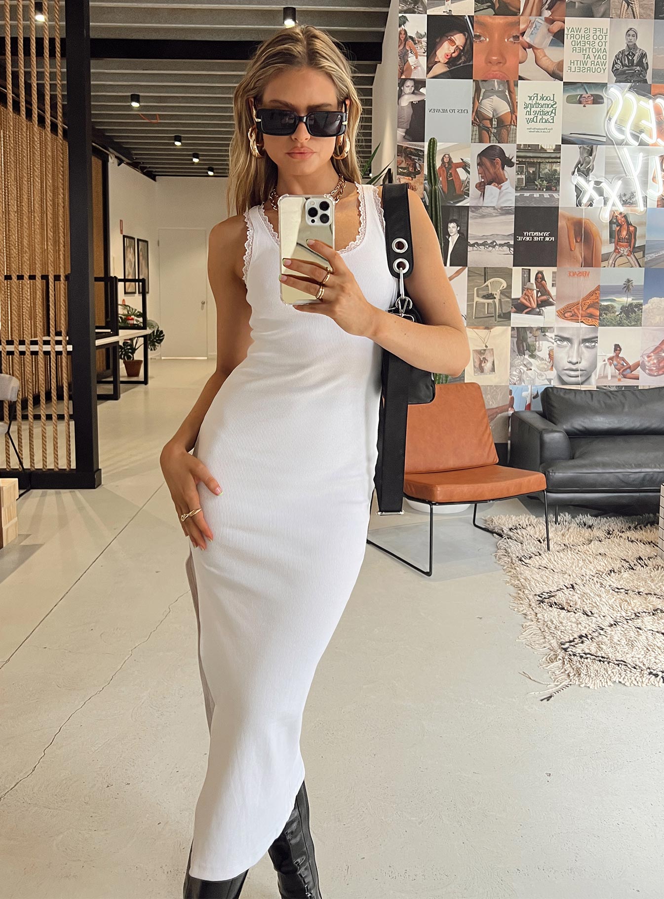 White midi best sale dress outfit