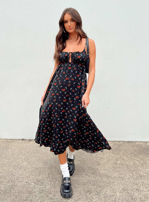 product Princess Polly Square Neck  Empress Of Love Maxi Dress Black Floral