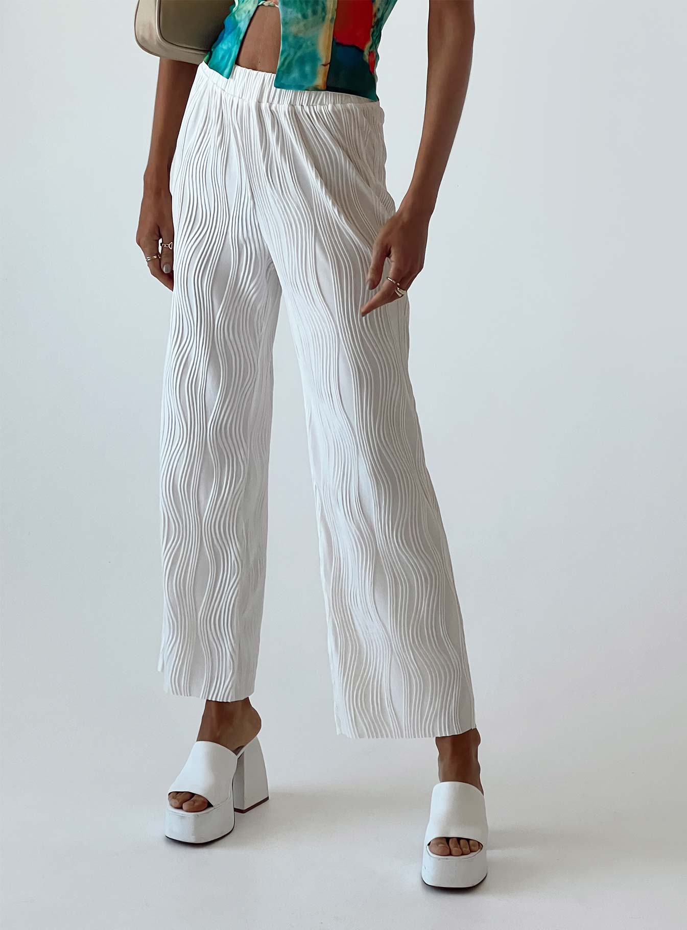 side view of model wearing Princess Polly Bettina Pants Cream 