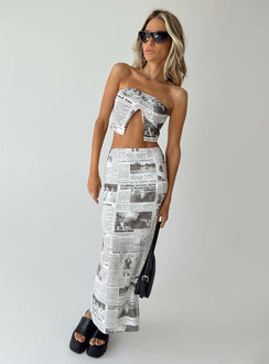   front view of model wearing Princess Polly Morning Story Midi Skirt White Maxi 