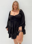 product Princess Polly Crew Neck  Danny Long Sleeve Mini Dress Black Curve