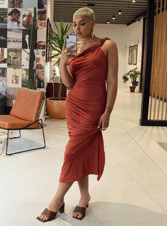 product Princess Polly Asymmetric Neckline  Danyon Maxi Dress Burgundy