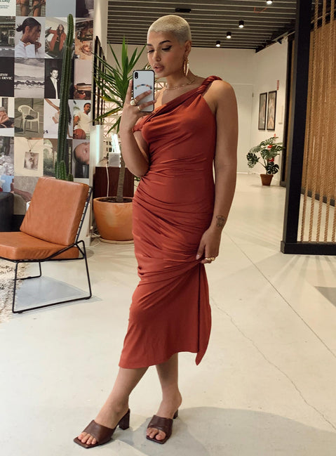 product Princess Polly Asymmetric Neckline  Danyon Maxi Dress Burgundy