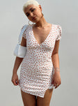 Princess Polly V-Neck  Kacey Mini Dress White Floral