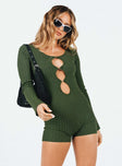 Long sleeve romper Rib knit material Scoop neck