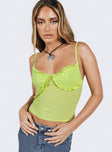 Cami top Ruffle trim  Non-stretch  Fully lined 