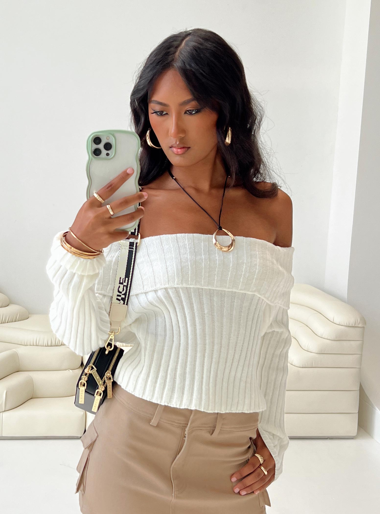 Rossetto Knit Sweater White Princess Polly  Cropped 