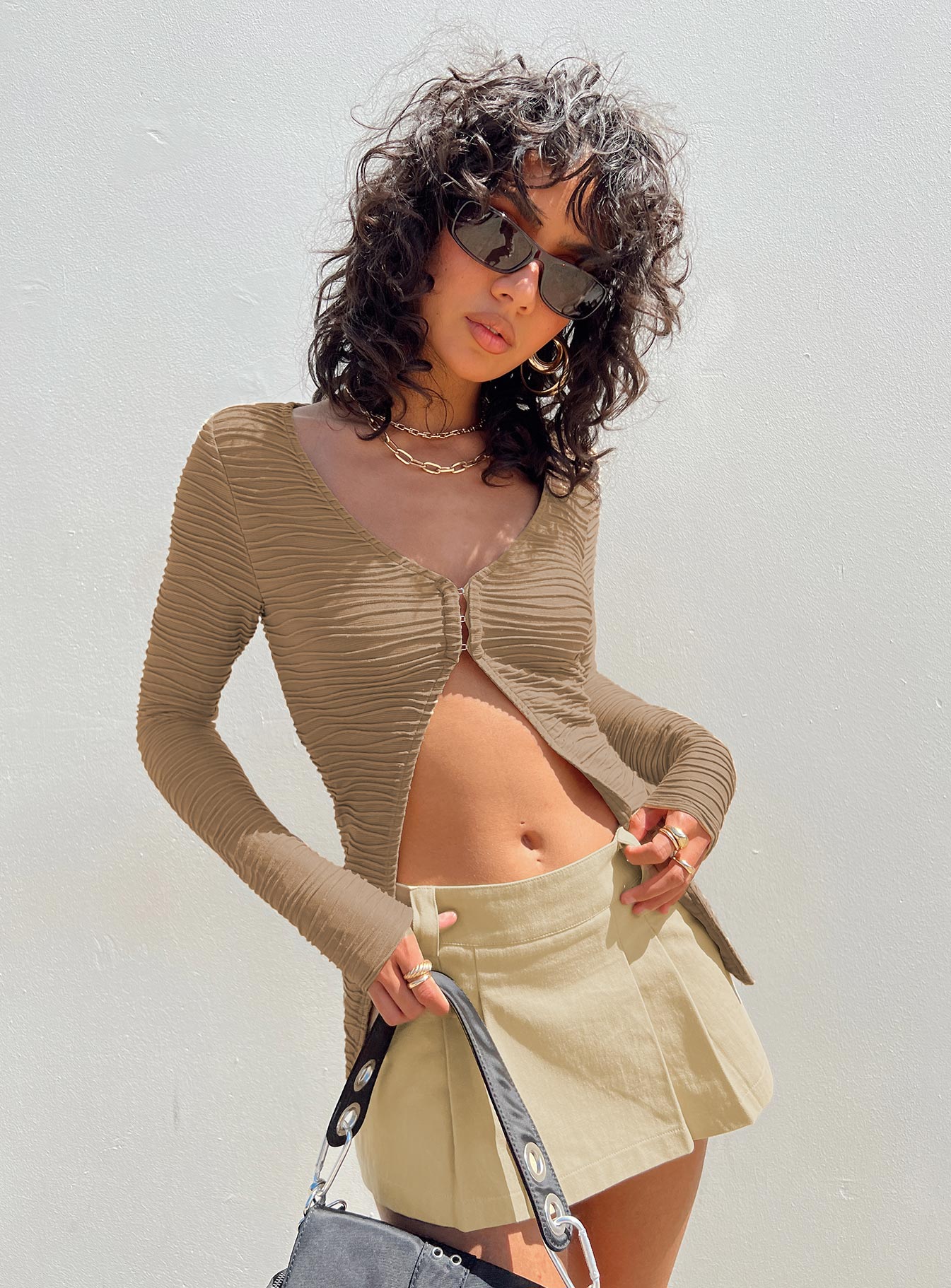 product Princess Polly Full Sleeves Square Neck  Nowell Long Sleeve Top Beige