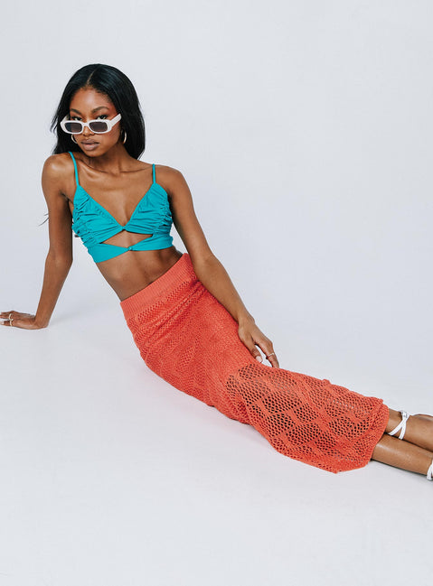   front view of model wearing Princess Polly Archie Maxi Skirt Red 