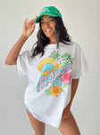 front view of model wearing Princess Polly Bahamas Tee White Short Sleeve High Neck 