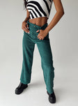 front view of model wearing Princess Polly Shaun Pants Forest Green 