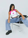 front view of model wearing Princess Polly Izzy Star Tee White / Pink 