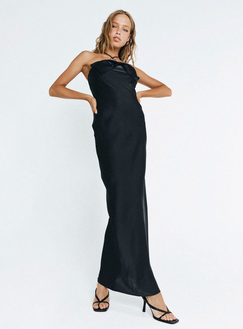 product Princess Polly Asymmetric Neckline  Kesy Bow Tie Maxi Dress Black
