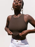 front view of model wearing Princess Polly Arlo Top Brown 