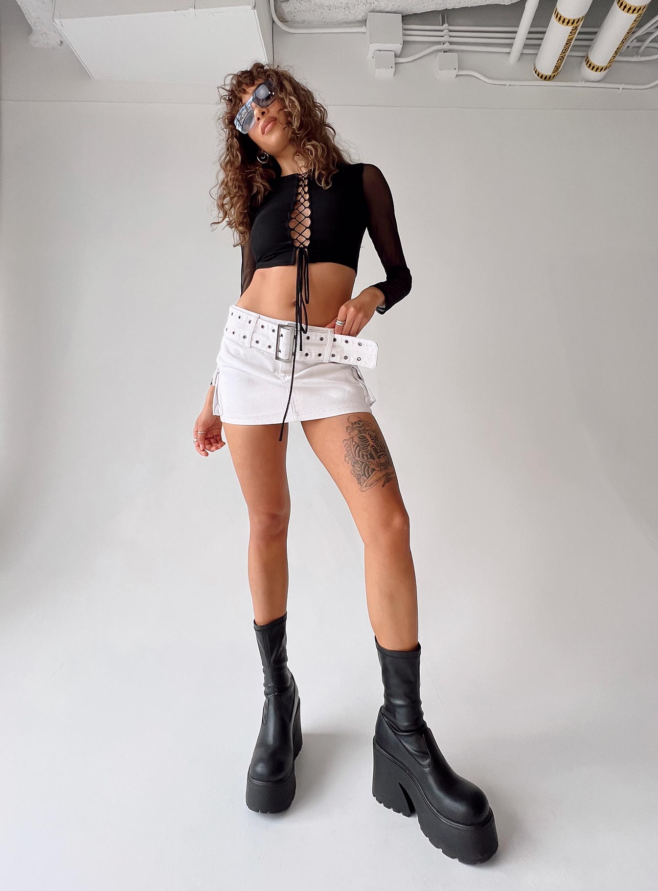 product Princess Polly Full Sleeves Square Neck  Tracie Long Sleeve Top Black