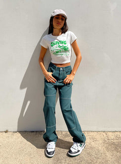 side view of model wearing Princess Polly Growing Cropped Tee White 