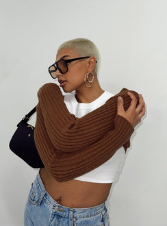 Aytan Bolero Sweater Brown Princess Polly  Cropped 