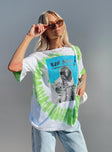 back view of model wearing Princess Polly Bob Marley Oversized Tee White 